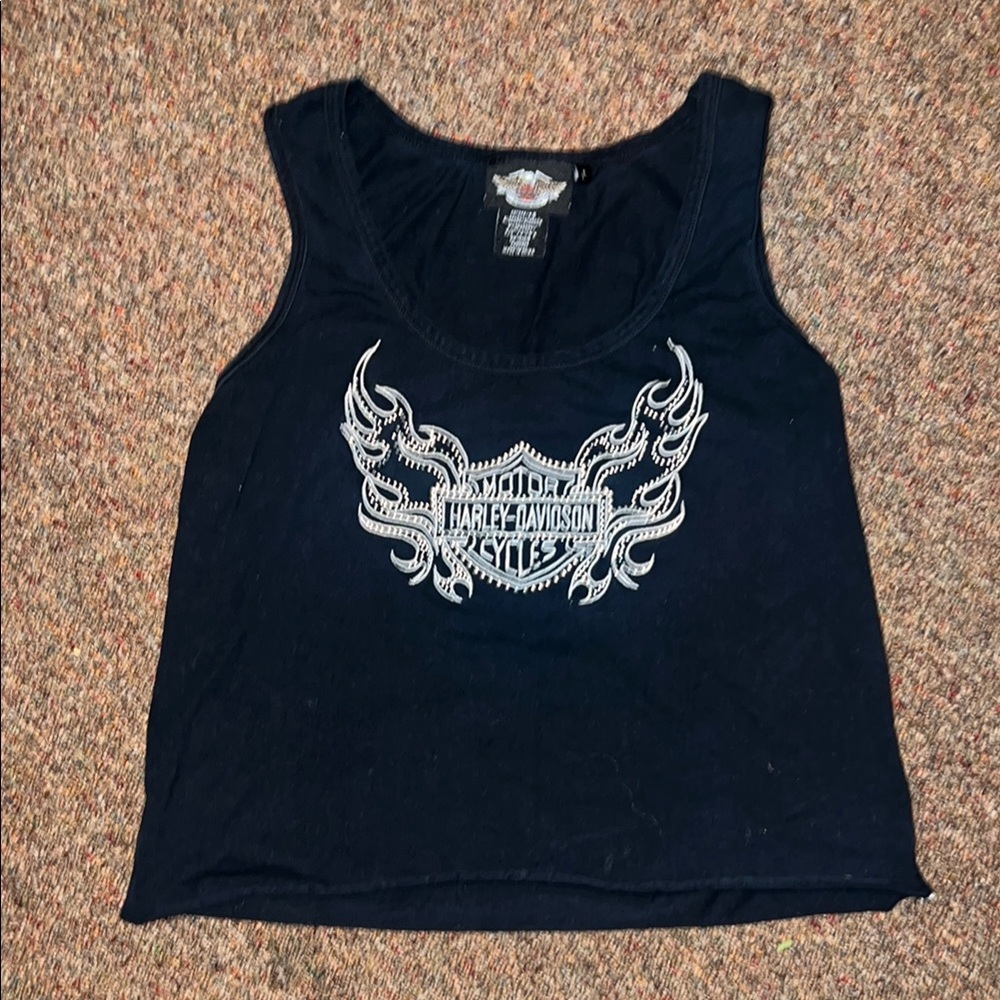 FINAL OFFER Harley-Davidson Black Graphic Crop Tank Top Size Large